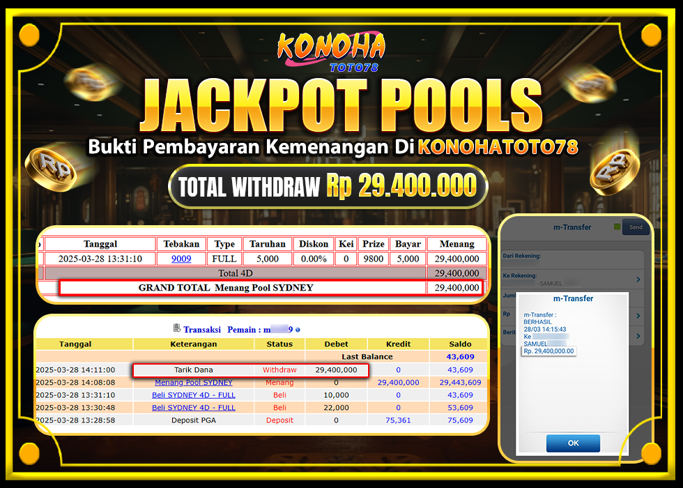 KONOHATOTO78 JACKPOT TOGEL PASARAN SYDNEY Rp.29.400.000,- LUNAS