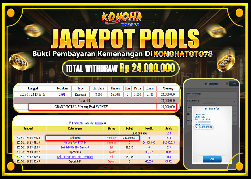 KONOHATOTO78 JACKPOT TOGEL PASARAN SYDNEYRp.24.400.000,LUNAS