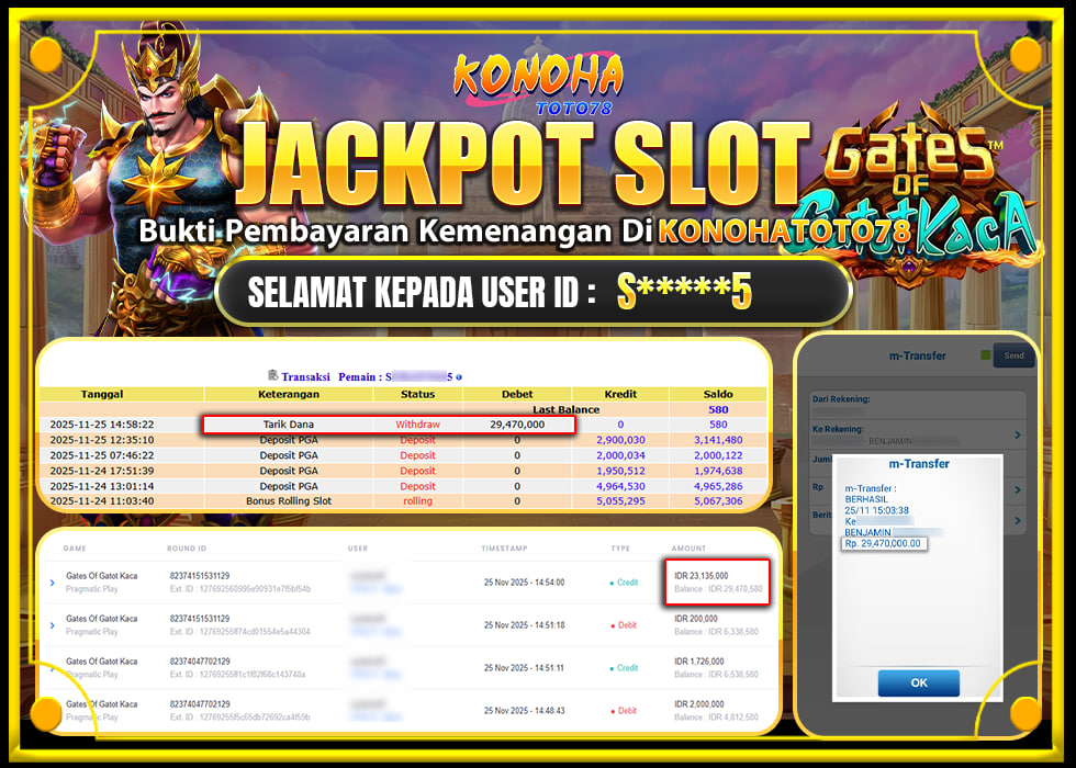 KONOHATOTO78 JACKPOT GATES OF GATOT KACA Rp.29.470.000,- LUNAS