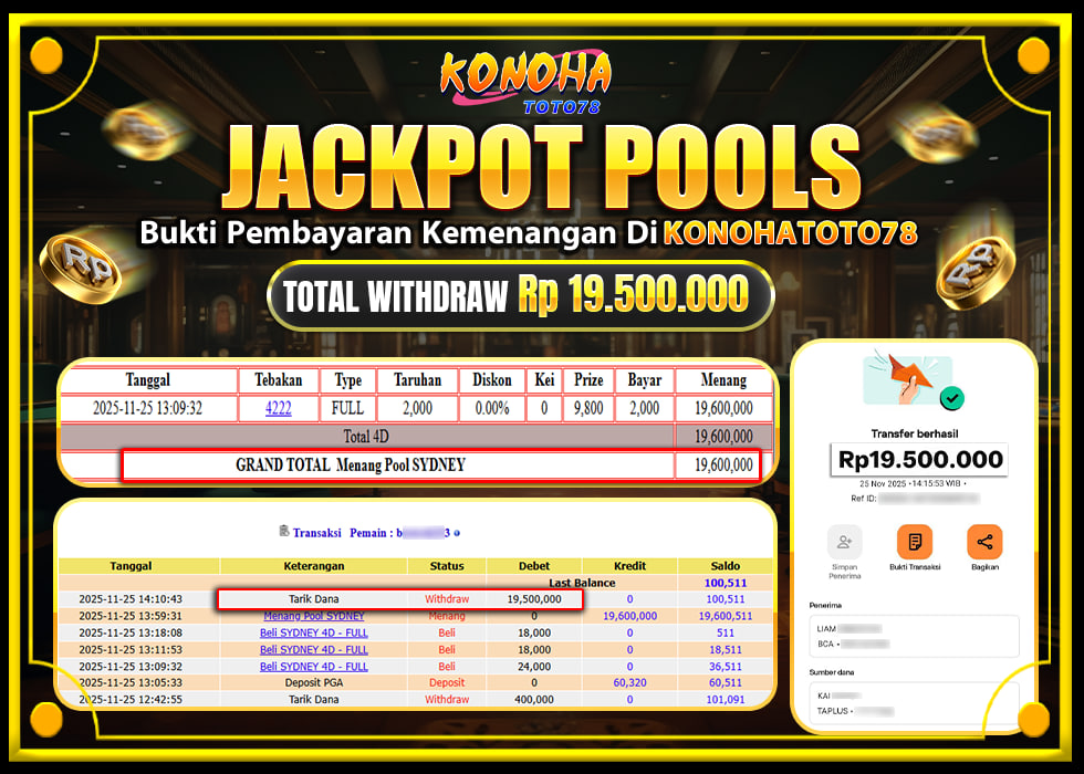 KONOHATOTO78 JACKPOT TOGEL PASARAN SYDNEYRp.19.500.000,LUNAS