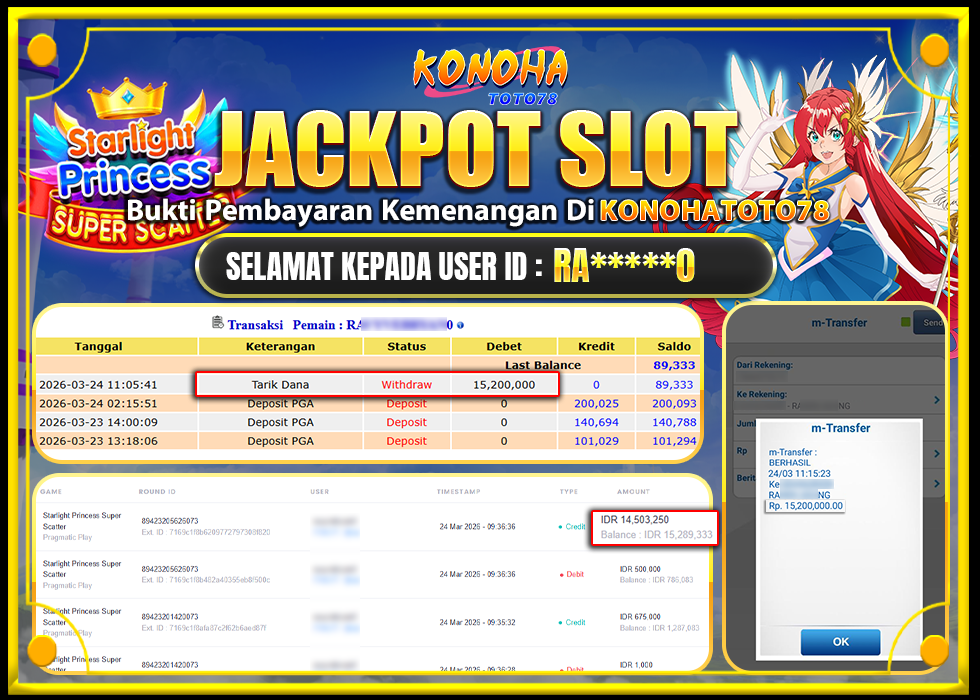 KONOHATOTO78 JACKPOT STARLIGHT PRINCES SUPER SCATTER Rp.15.200.000,- LUNAS
